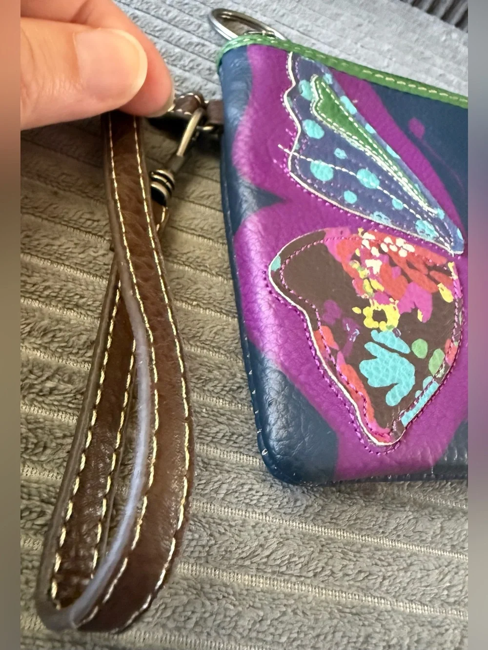 Relic Purple and Green Butterfly Wristlet Wallet Leather Fall